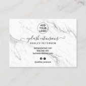 Carte De Visite lashes illustrations de postsoins de marbre blanc  (Dos)