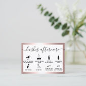 Carte De Visite Lashes illustrations de postsoins feuille d'or ros (Debout devant)