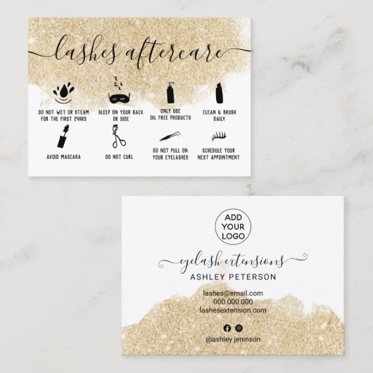 Carte De Visite lashes illustrations de postsoins parties scintill (Devant / Derrière)