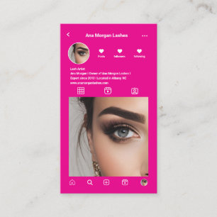 Carte De Visite Lashes Instagram Grille Photo Qr Code Hot Rose