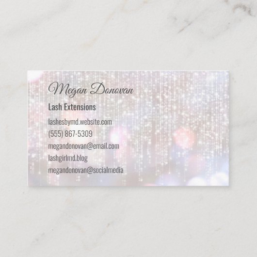 Carte De Visite Lashes Logo Iridescente Bokeh Sparkle (Dos)