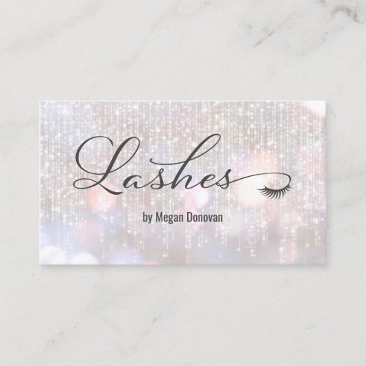 Carte De Visite Lashes Logo Iridescente Bokeh Sparkle (Devant)