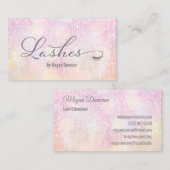 Carte De Visite Lashes Logo Pink Sunset Bokeh (Devant / Derrière)