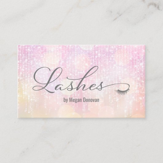 Carte De Visite Lashes Logo Pink Sunset Bokeh (Devant)