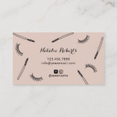 Carte De Visite Lashes Makeup Artist Cute Eyelash Salon Pink (Dos)