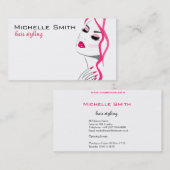 Carte De Visite Lashes Manucure Cheveux rose fille marque de beaut (Devant / Derrière)