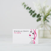 Carte De Visite Lashes Manucure Cheveux rose fille marque de beaut (Debout devant)
