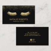 Carte De Visite Lashes Maquillage Artiste Chic Gold Eyelash Extens (Devant / Derrière)