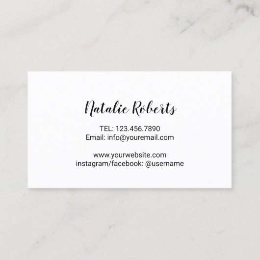 Carte De Visite Lashes maquillage Artiste Élégant Script manuscrit (Dos)