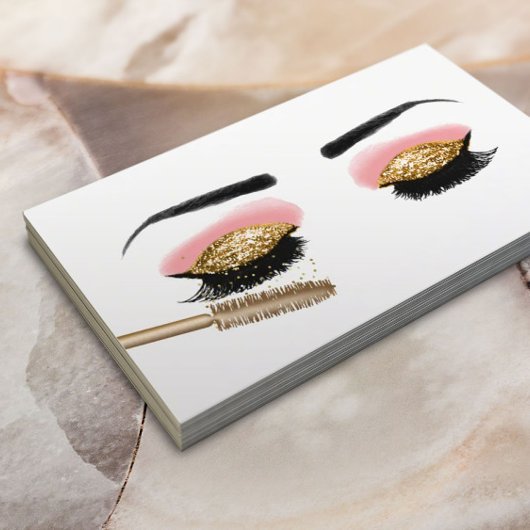 Carte De Visite Lashes maquillage Artiste Parties scintillant d'or