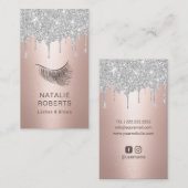 Carte De Visite Lashes maquillage Artiste Rose Gold Silver Drivers (Devant / Derrière)