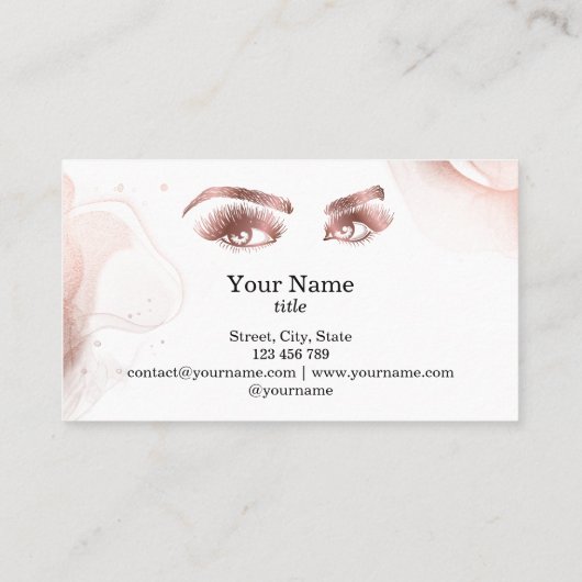 Carte De Visite Lashes Maquillage Artiste Rose Or Mascara Brows Bu (Dos)