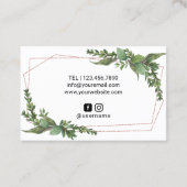 Carte De Visite Lashes maquillage Artiste Rose Or Vert géométrique (Dos)