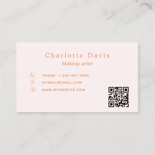 Carte De Visite Lashes maquillage artiste rose QR code (Dos)