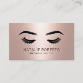 Carte De Visite Lashes Maquillage Artiste Salon Rose Or Metallic (Devant)