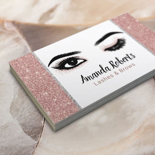 Carte De Visite Lashes maquillage Artiste Wink Oeil Beauté Rose Or