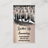 Carte De Visite Lashes maquillage Black Drips QR Code Logo Rose Go (Devant)