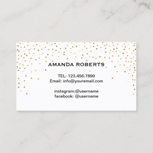 Carte De Visite Lashes Maquillage Classic Script Confetti Or Moder (Dos)