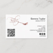 Carte De Visite Lashes Maquillage Girl Lash Extension QR Code Beau (Dos)