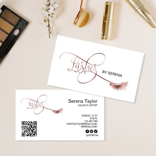 Carte De Visite Lashes Maquillage Girl Lash Extension QR Code Beau