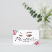 Carte De Visite Lashes Microblading Élégante Typographie Florale (Debout devant)
