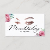 Carte De Visite Lashes Microblading Élégante Typographie Florale (Devant)