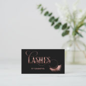 Carte De Visite Lashes Moderne Rose Typographie Or Maquillage Arti (Debout devant)