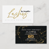 Carte De Visite Lashes Parties scintillant d'or Typographie Script (Devant / Derrière)