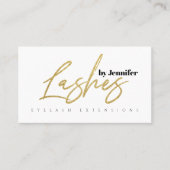 Carte De Visite Lashes Parties scintillant d'or Typographie Script (Devant)