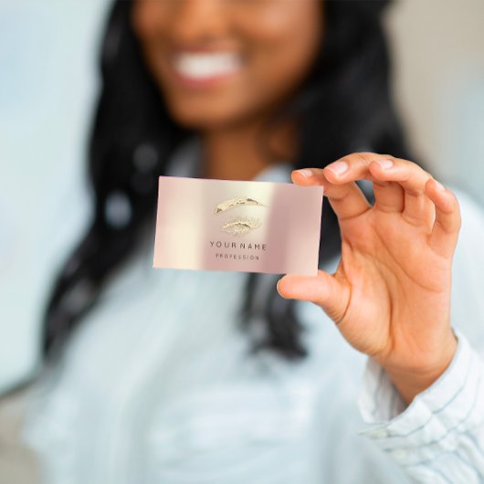 Carte De Visite Lashes professionnels Brosses logo maquillage Rose