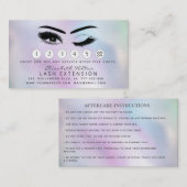 Carte De Visite Lashes Prolongation des instructions d'après-soins (Devant / Derrière)