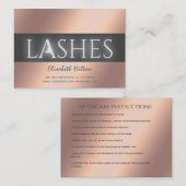 Carte De Visite Lashes Prolongation Instructions pour les soins po (Devant / Derrière)