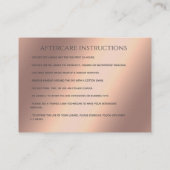 Carte De Visite Lashes Prolongation Instructions pour les soins po (Dos)