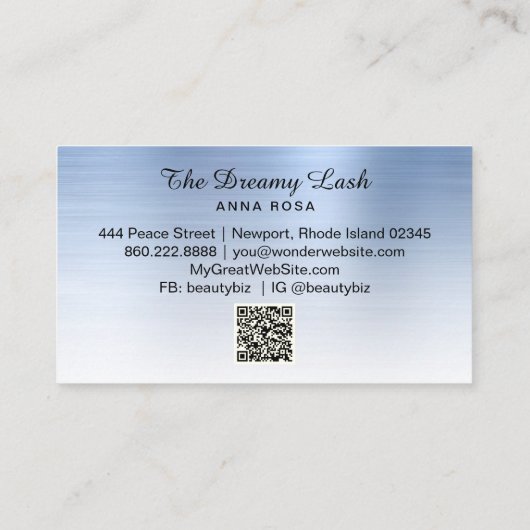 Carte De Visite *~* Lashes QR Brows Extensions BLUE parties scinti (Dos)