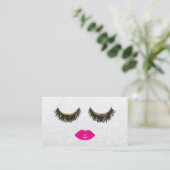 Carte De Visite Lashes & Rose Lips Maquillage Artiste Beauté Argen (Debout devant)