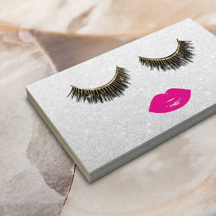 Carte De Visite Lashes & Rose Lips Maquillage Artiste Beauté Argen