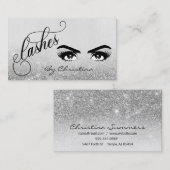 Carte De Visite Lashes Script Argent Ombre parties scintillant Eye (Devant / Derrière)