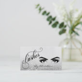 Carte De Visite Lashes Script Argent Ombre parties scintillant Eye (Debout devant)