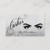 Carte De Visite Lashes Script Argent Ombre parties scintillant Eye (Devant)
