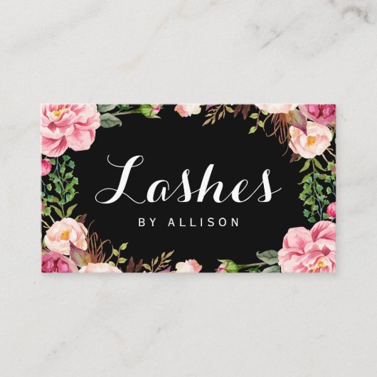 Carte De Visite Lashes Script par l'artiste de maquillage Blush Fl (Devant)