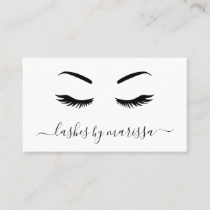 Carte De Visite Lashes Simple minimaliste noir et blanc élégant