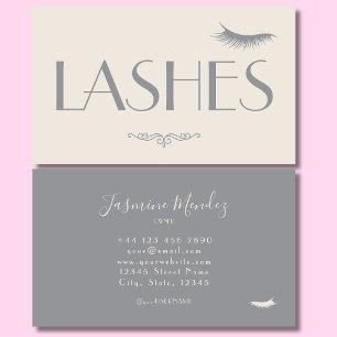 Carte De Visite Lashes Tech Beige Salon de Crème Minimaliste