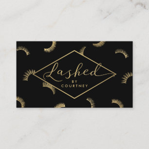 Carte De Visite Lashes texte Motif noir/or