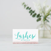 Carte De Visite Lashes Typographie Turquoise moderne Eyelash Exten (Debout devant)