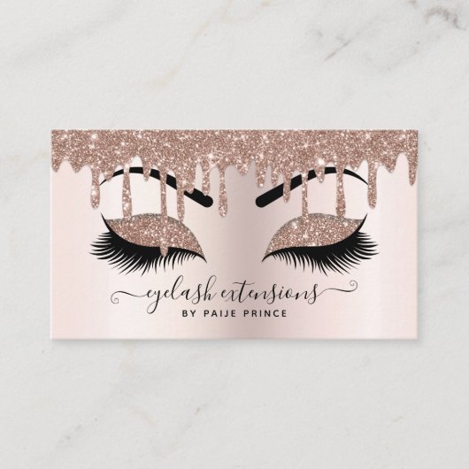 Carte De Visite Lashist de maquillage de Parties scintillant rose (Devant)