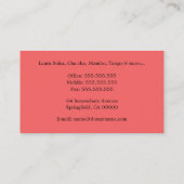 Carte de visite latin d'instructeur de danse de (Dos)