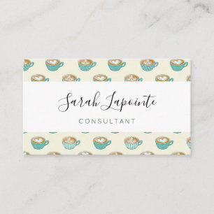 Carte De Visite Latte Art dans de mignons cafés bleus