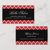 Carte De Visite Lattice marocain moderne rouge et noir (Devant / Derrière)