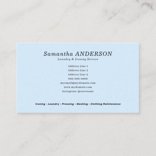 Carte De Visite Laundry & Ironing Services (Dos)