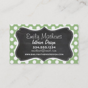Carte De Visite Laurel Green Pois ; Chalkboard look